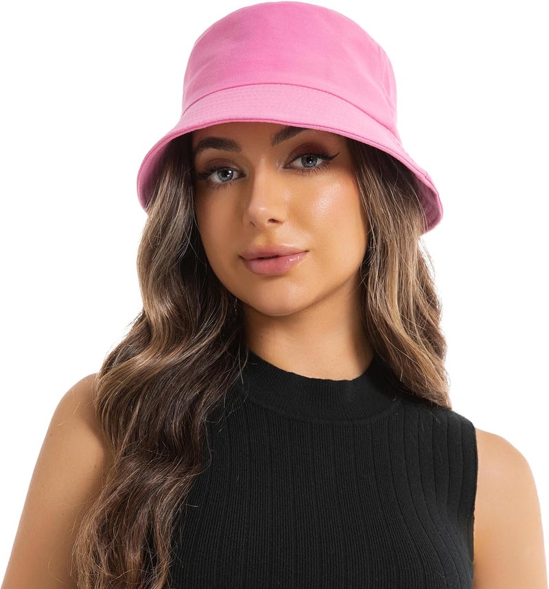 Wheebo Solid Color Bucket Hat for Women Summer Beach Fishmen Hat for Lady Adult Unisex Cotton Cap…… - Image 2